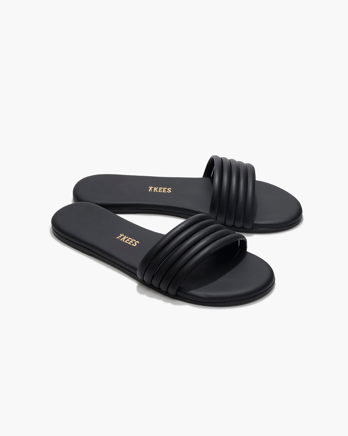Serena Leather Slides in Black | TKEES Exclusive