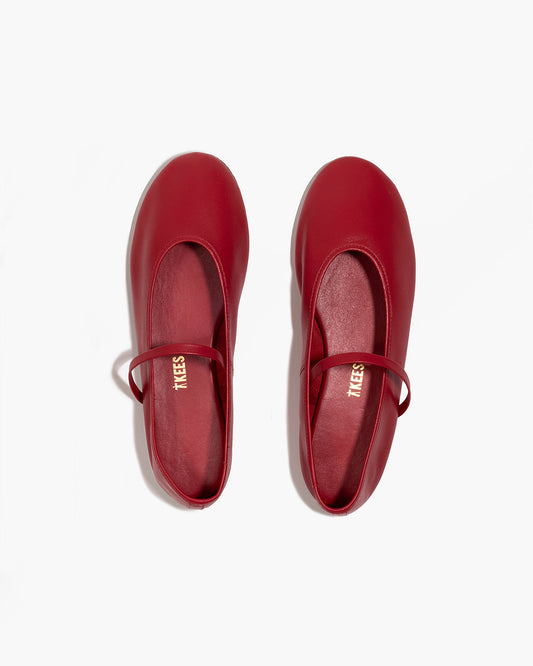 Reese Ballet Flat in Claret | TKEES Quality