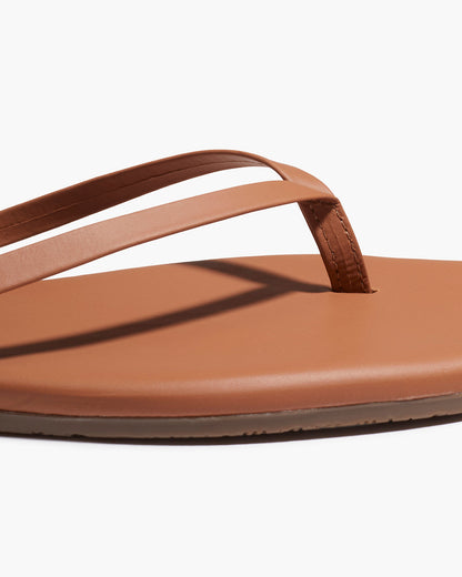Square Toe Lily Leather Flip Flops in Au Naturale | TKEES Great Value