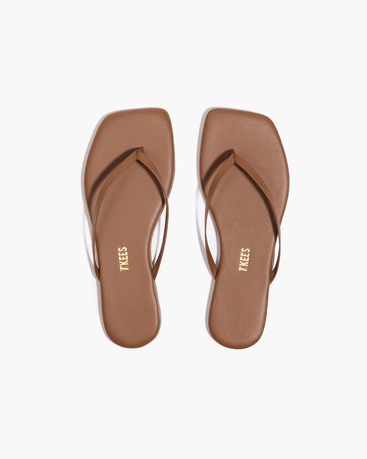 Square Toe Lily Leather Flip Flops in Ganache | TKEES Trending