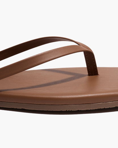 Square Toe Lily Leather Flip Flops in Ganache | TKEES Trending
