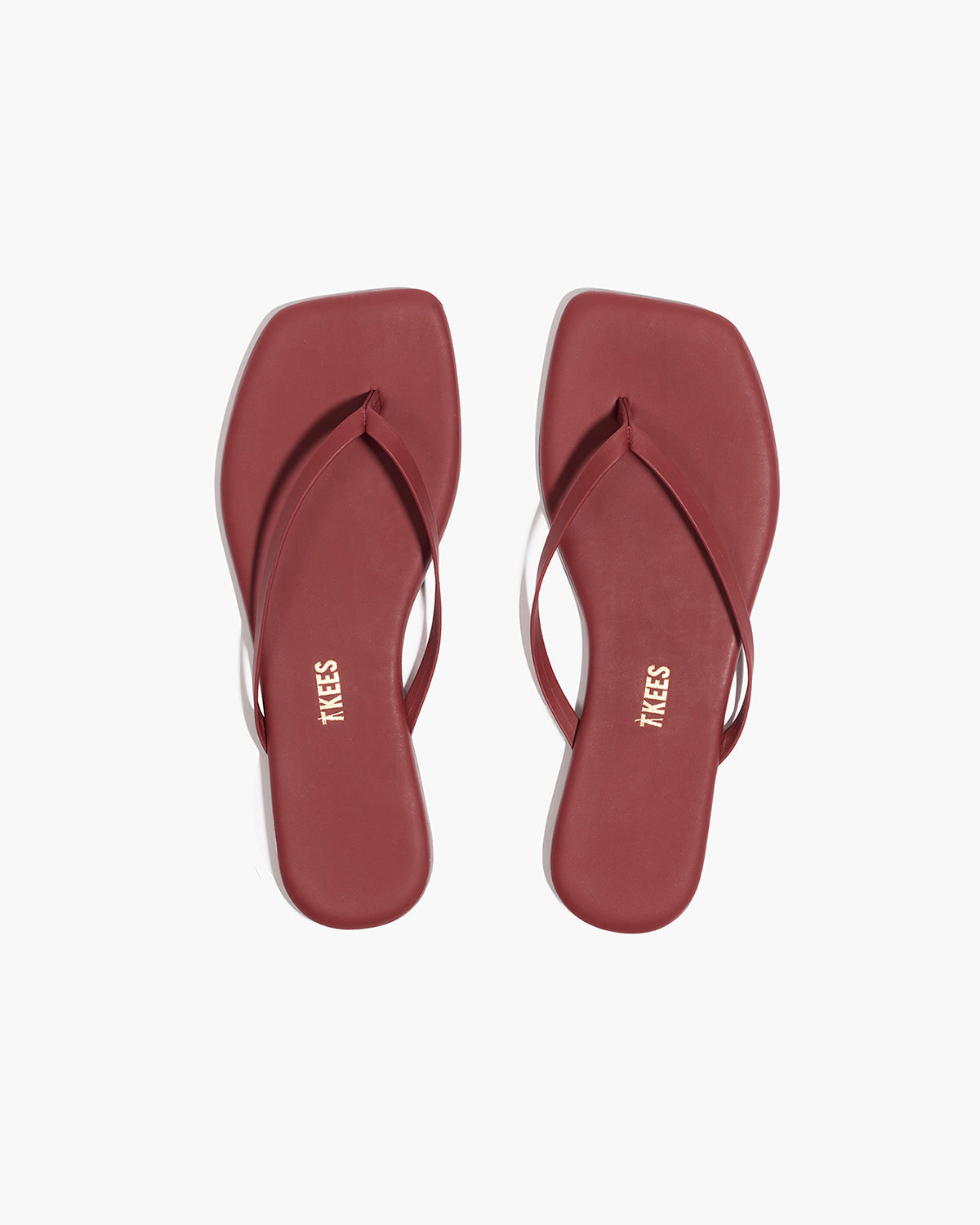 Square Toe Lily Leather Flip Flops in Burgundy | TKEES Premium