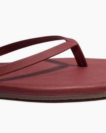 Square Toe Lily Leather Flip Flops in Burgundy | TKEES Premium