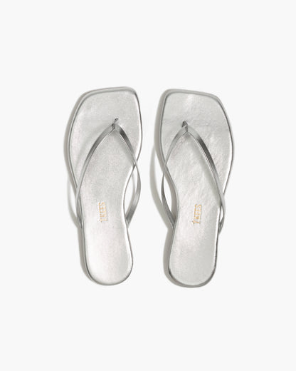 Square Toe Lily Leather Flip Flops in Fairylust | TKEES Classic