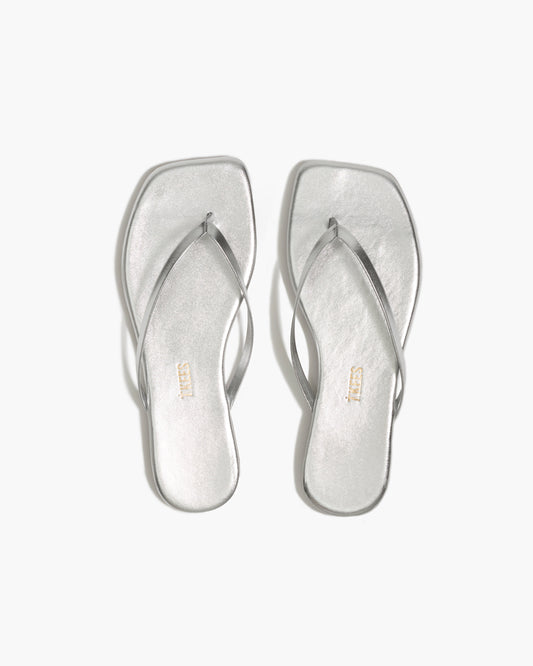 Square Toe Lily Leather Flip Flops in Fairylust | TKEES Classic