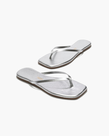 Square Toe Lily Leather Flip Flops in Fairylust | TKEES Classic