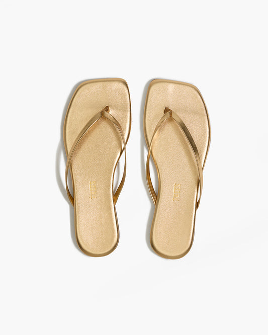 Square Toe Lily Leather Flip Flops in Blink | TKEES Trusted