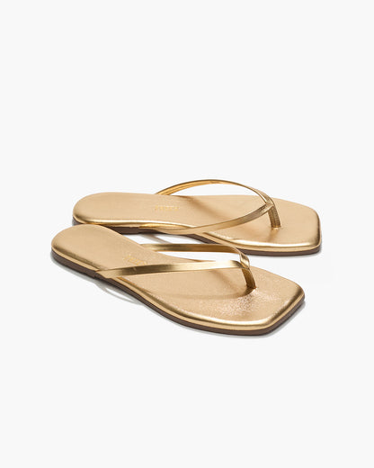 Square Toe Lily Leather Flip Flops in Blink | TKEES Trusted