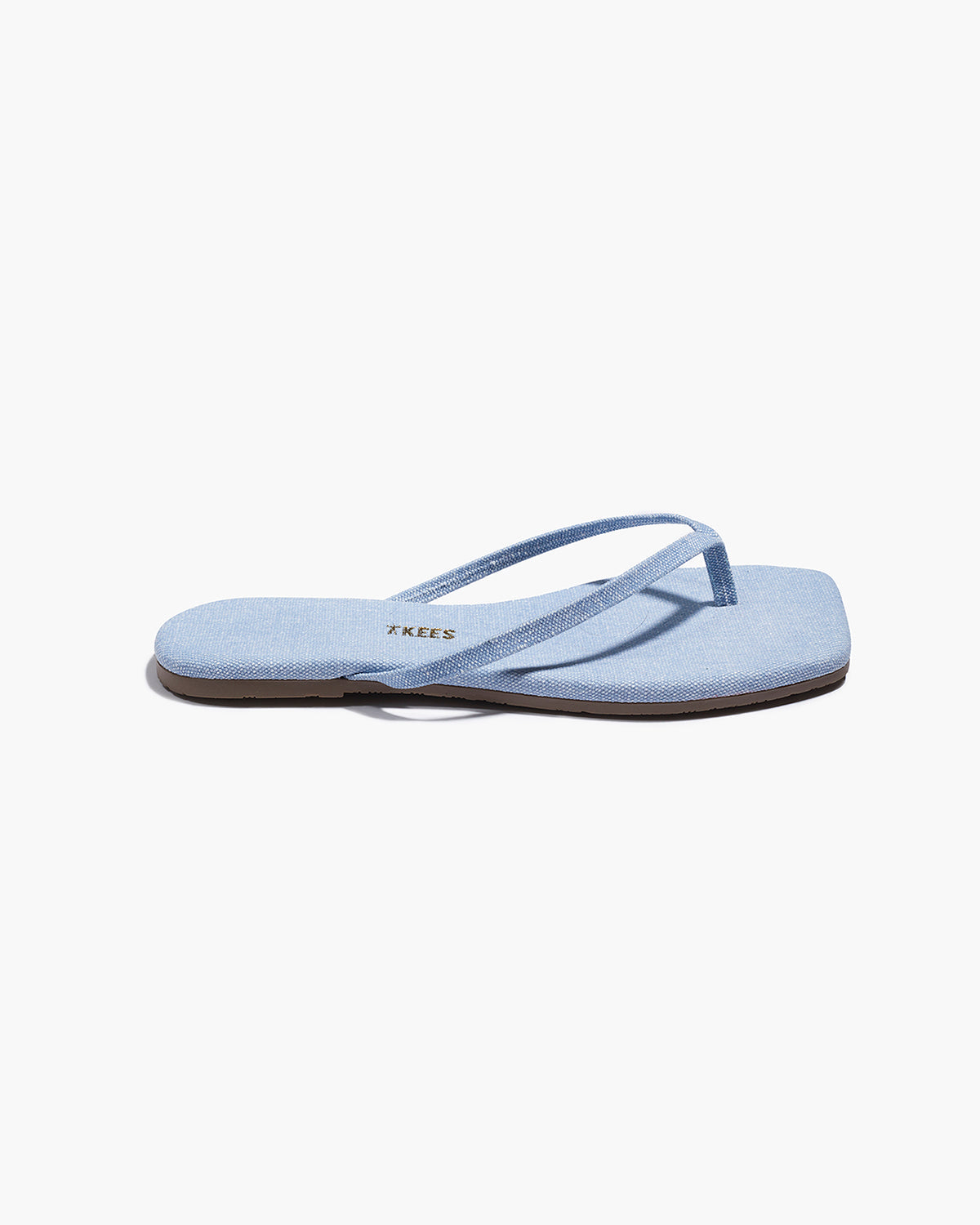 Square Toe Lily Leather Sandals in Washed Denim | TKEES Classic