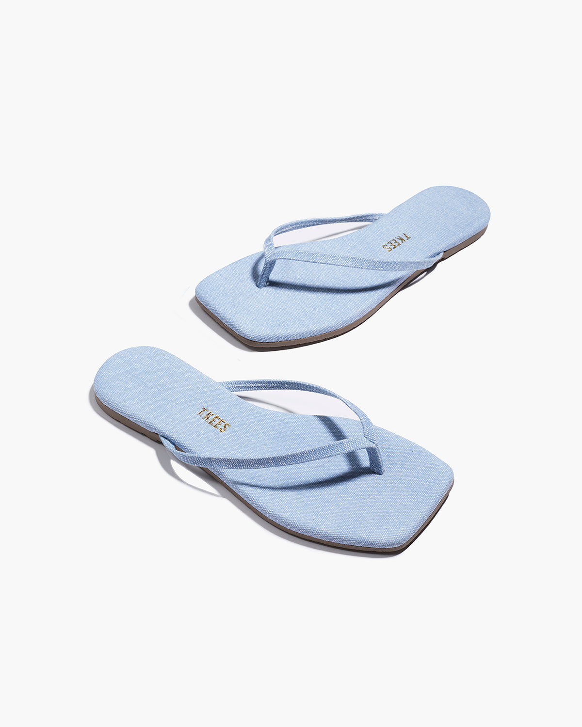 Square Toe Lily Leather Sandals in Washed Denim | TKEES Classic