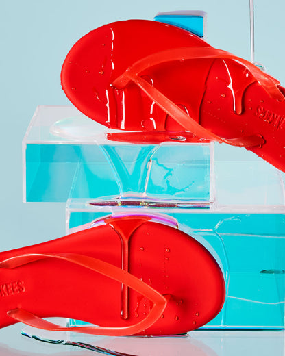 Aqua Sol Red Flip Flops  | TKEES Discount