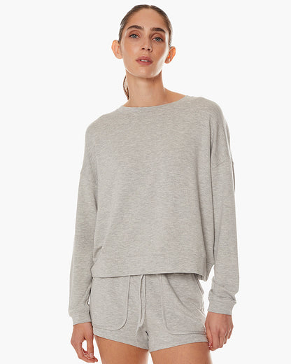 Coucher-de-Soleil-Crew - Heather Grey  | TKEES Classic