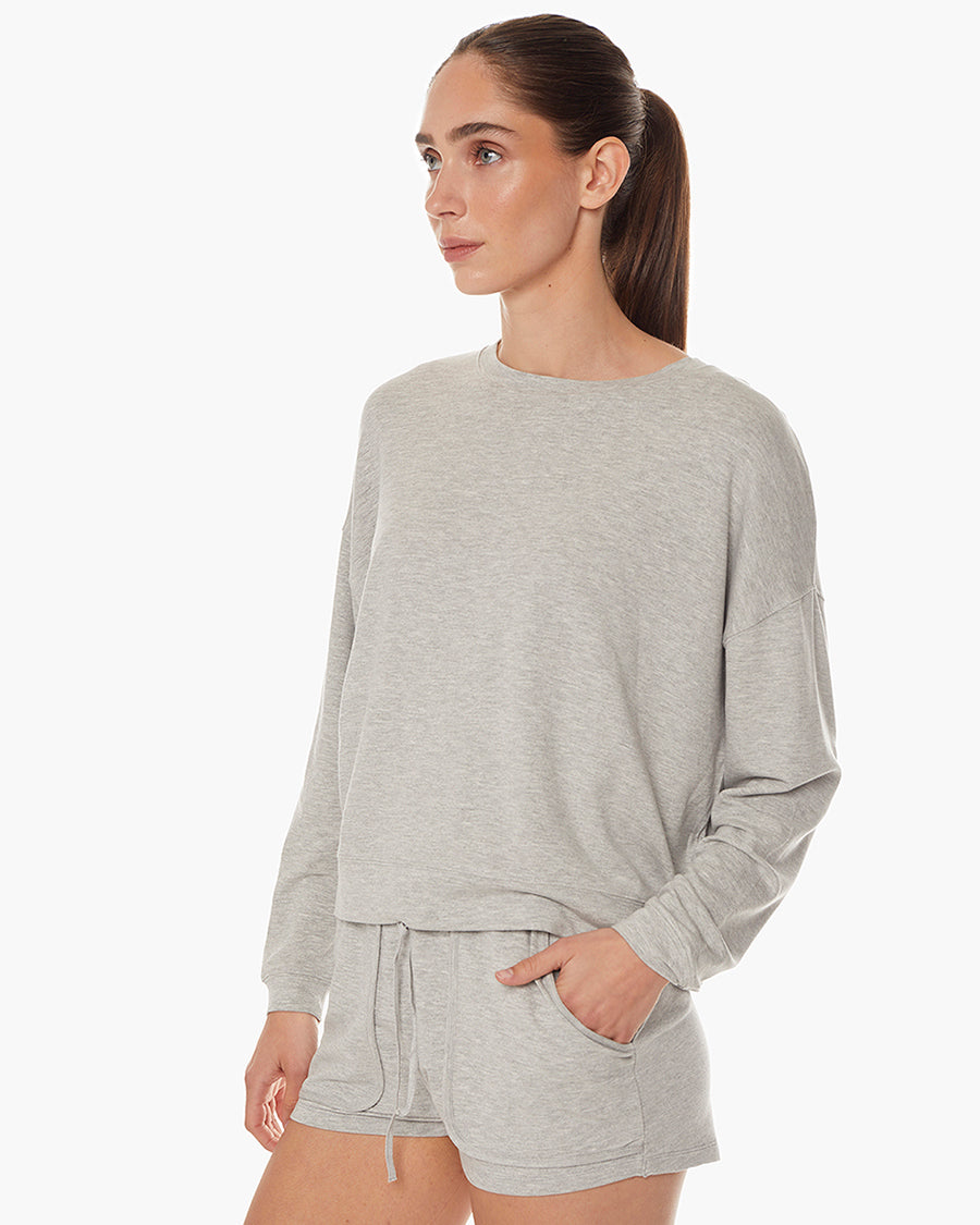 Coucher-de-Soleil-Crew - Heather Grey  | TKEES Classic