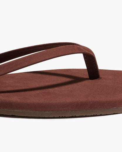 Square Toe Lily Suede Flip Flops in Bourbon | TKEES Value