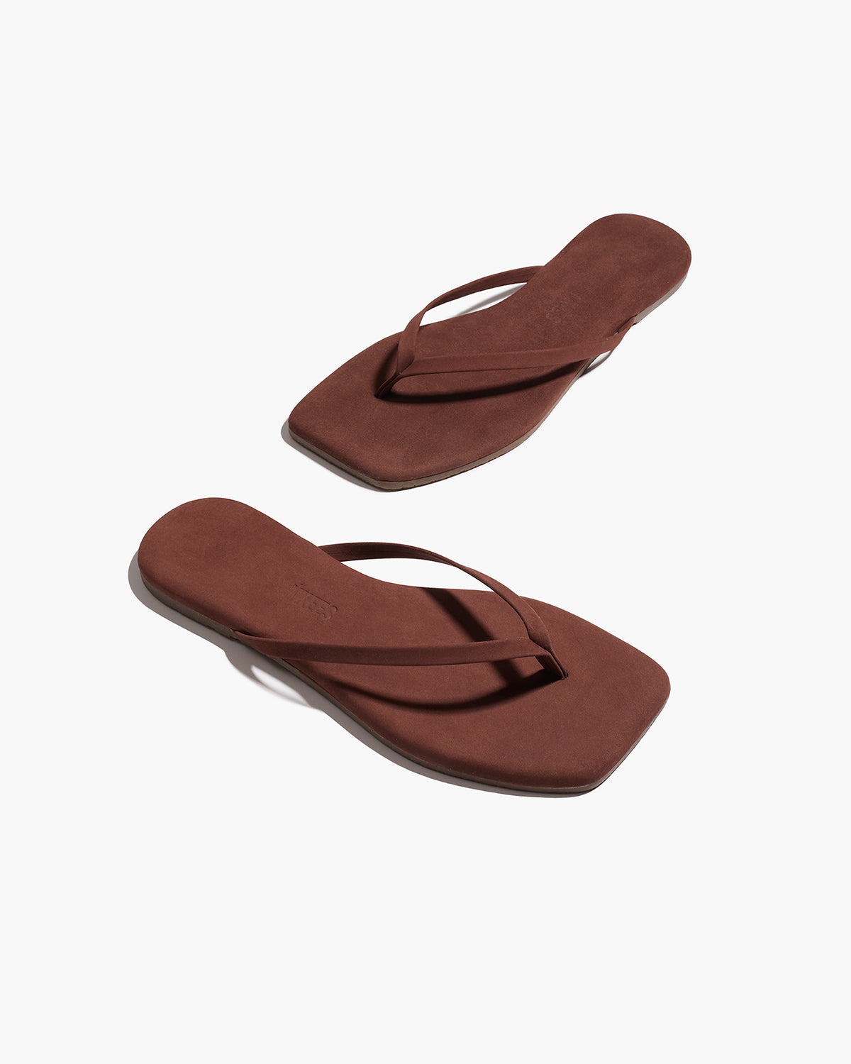 Square Toe Lily Suede Flip Flops in Bourbon | TKEES Value