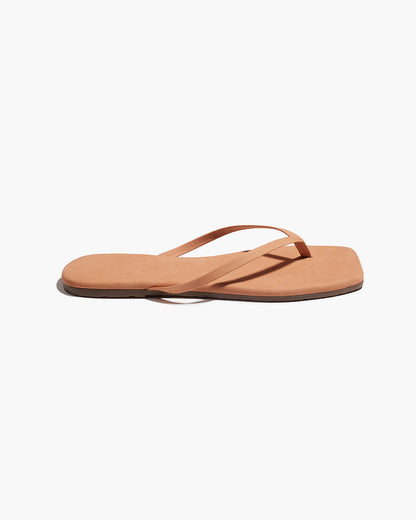 Square Toe Lily Suede Flip Flops in Pout | TKEES Recommended