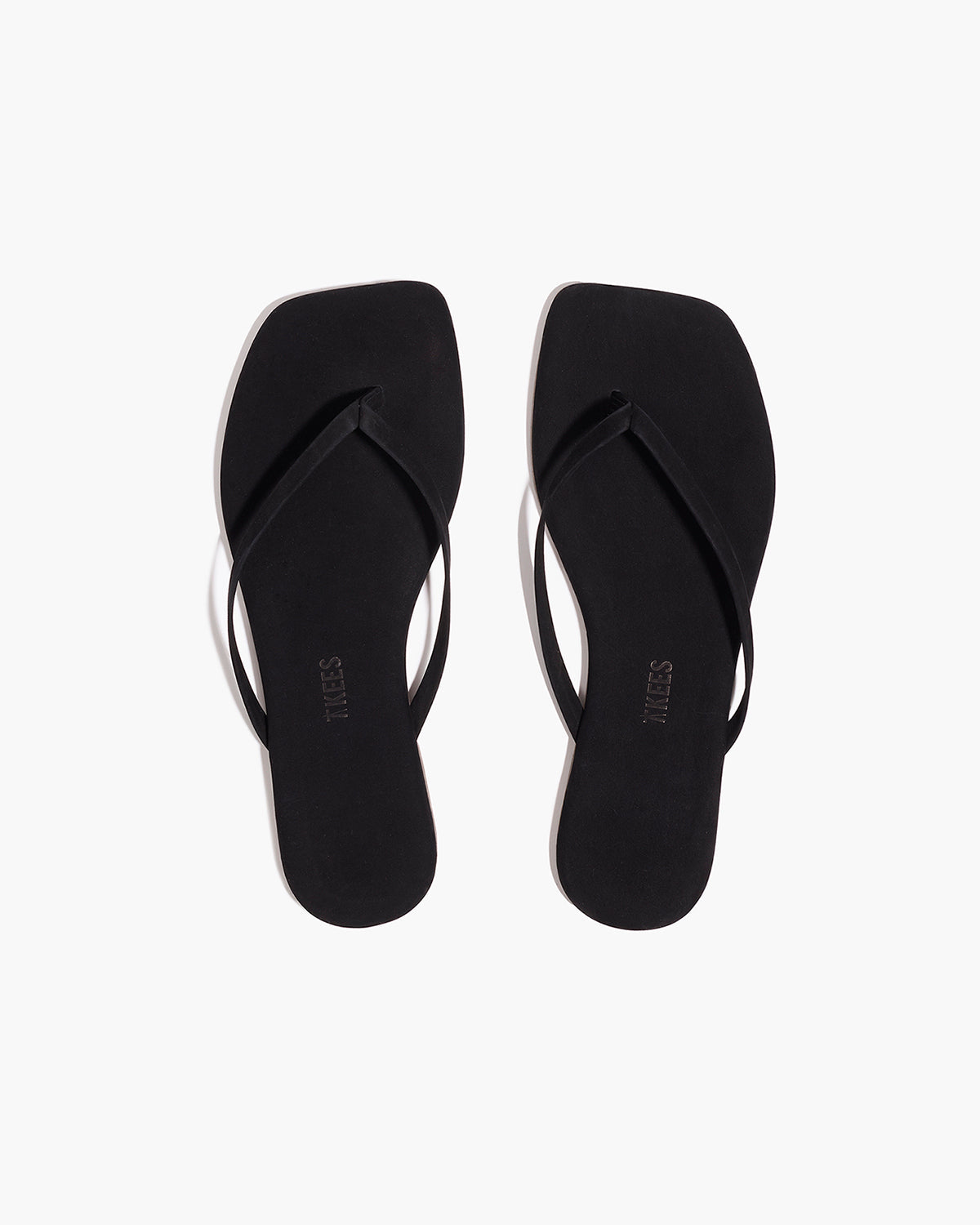Square Toe Lily Suede Flip Flops in Sable | TKEES Trending