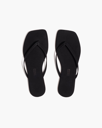Square Toe Lily Suede Flip Flops in Sable | TKEES Trending