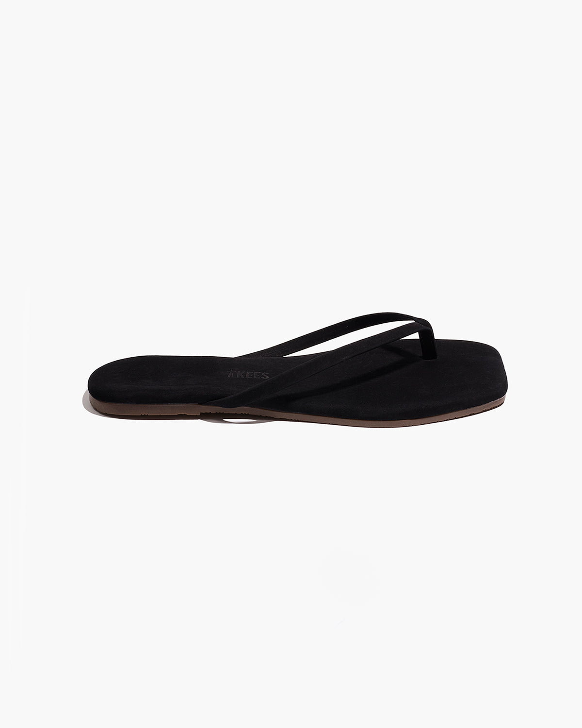 Square Toe Lily Suede Flip Flops in Sable | TKEES Trending