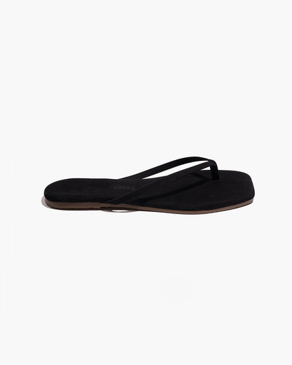 Square Toe Lily Suede Flip Flops in Sable | TKEES Trending