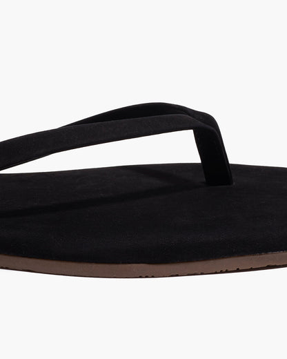 Square Toe Lily Suede Flip Flops in Sable | TKEES Trending