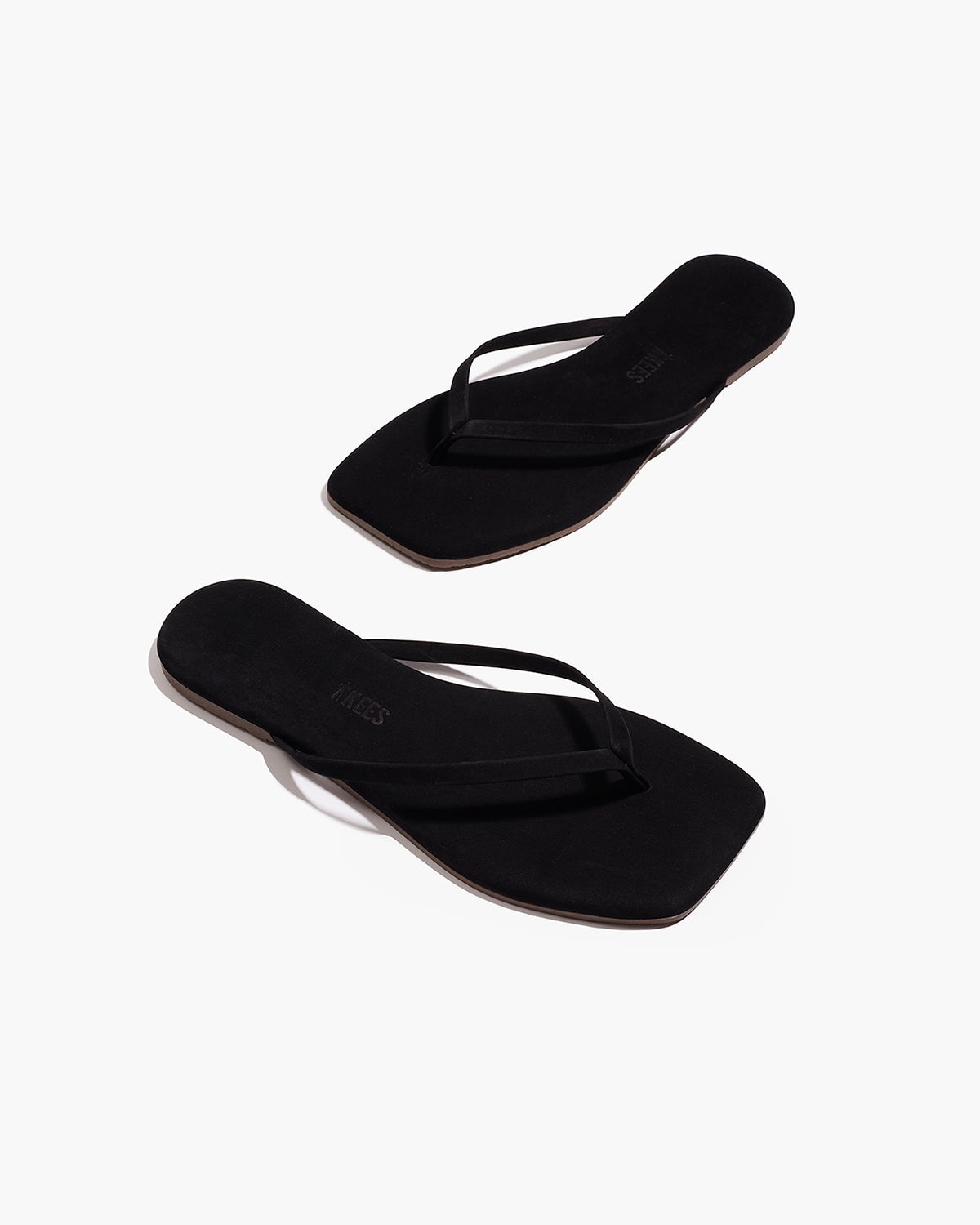 Square Toe Lily Suede Flip Flops in Sable | TKEES Trending