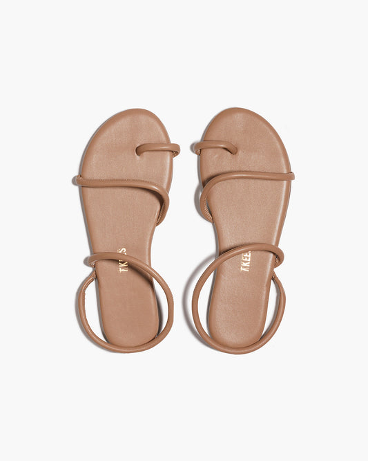 Tubular Mia Napa Leather Sandals in Cocobutter | TKEES Latest