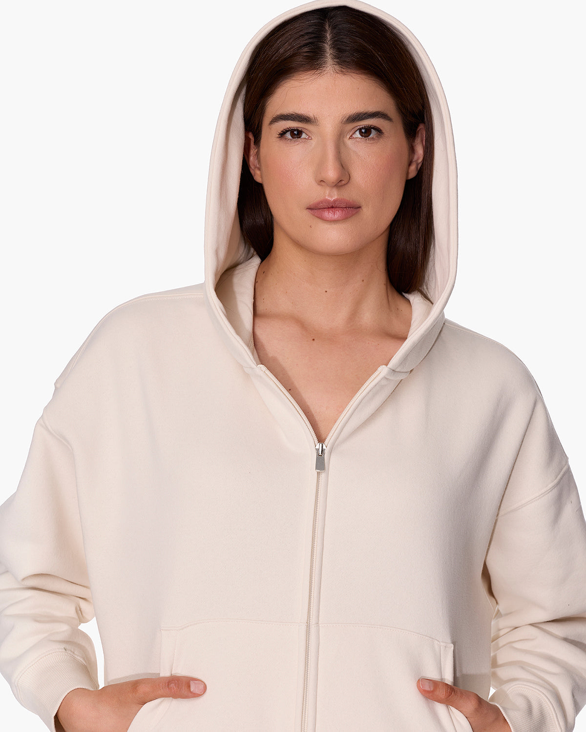 CloudSoft Zip Up Hoodie in Bone  | TKEES Special Offer