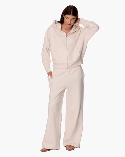 CloudSoft Zip Up Hoodie in Bone  | TKEES Special Offer