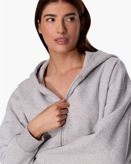 CloudSoft Zip Up Hoodie in Heather Grey  | TKEES Signature