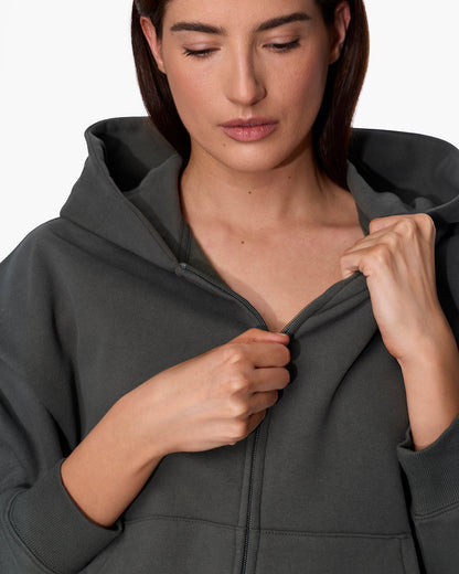 CloudSoft Zip Up Hoodie in Green  | TKEES Smart Buy