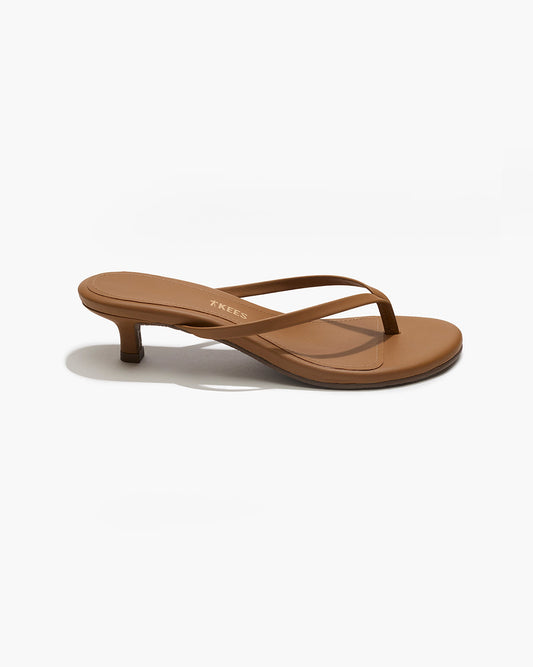 Julia Leather Flip Flops in Camel | TKEES Top Pick