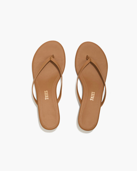 Julia Leather Flip Flops in Camel | TKEES Top Pick