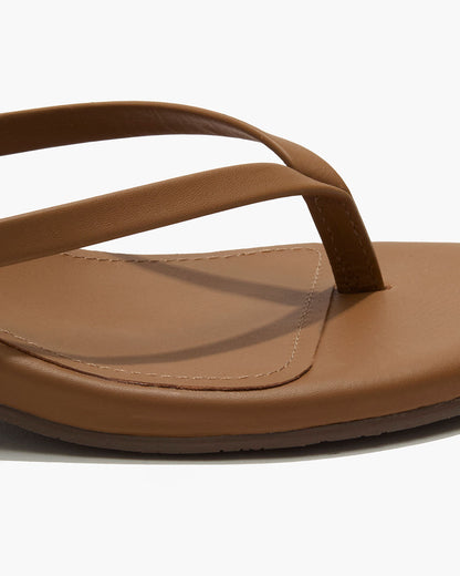Julia Leather Flip Flops in Camel | TKEES Top Pick