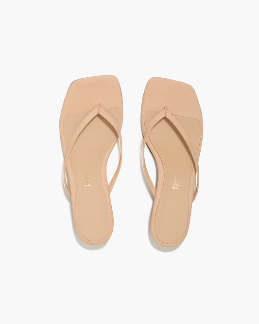 Square Toe Julia Suede Flip Flops in Sunkissed | TKEES Essential