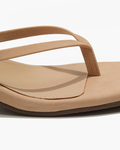 Square Toe Julia Suede Flip Flops in Sunkissed | TKEES Essential