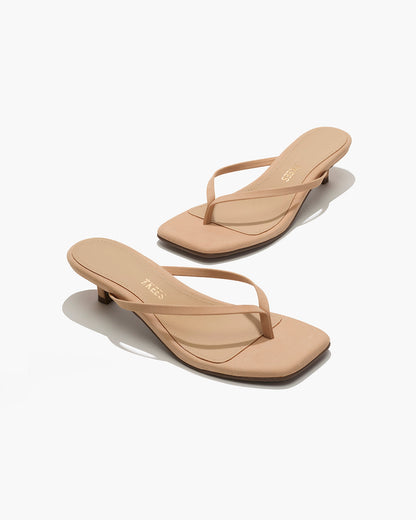 Square Toe Julia Suede Flip Flops in Sunkissed | TKEES Essential